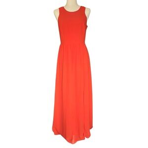 Gianni Bini Maxi Dress Size Small Orange Sheer Wedding Party Event Coastal